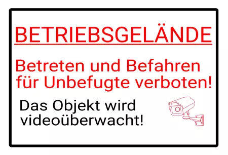 WarnschildWarnung - Zutritt verboten BETRIEBSGELÄNDE Bild