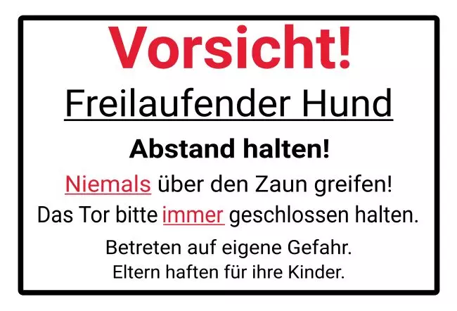 WarnschildWarnung - Zutritt verboten Freilaufender Hund Bild