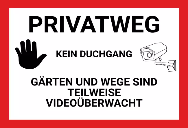 WarnschildWarnung - Zutritt verboten PRIVATWEG Bild