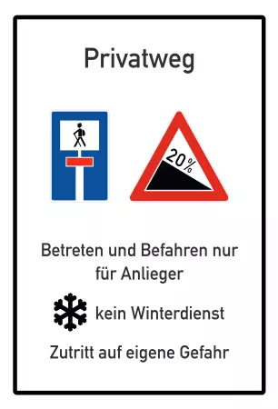 WarnschildWarnung - Zutritt verboten Privatweg Bild