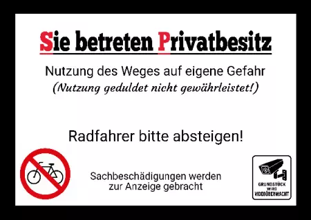 WarnschildWarnung - Zutritt verboten Sie betreten Privatbesitz Bild