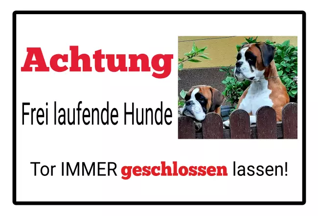 WarnschildWarnung - Zutritt verboten Tor IMMER geschlossen lassen! Bild