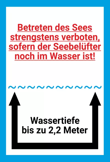 WarnschildWarnung - Zutritt verboten Wassertiefe 2,2 Meter Bild